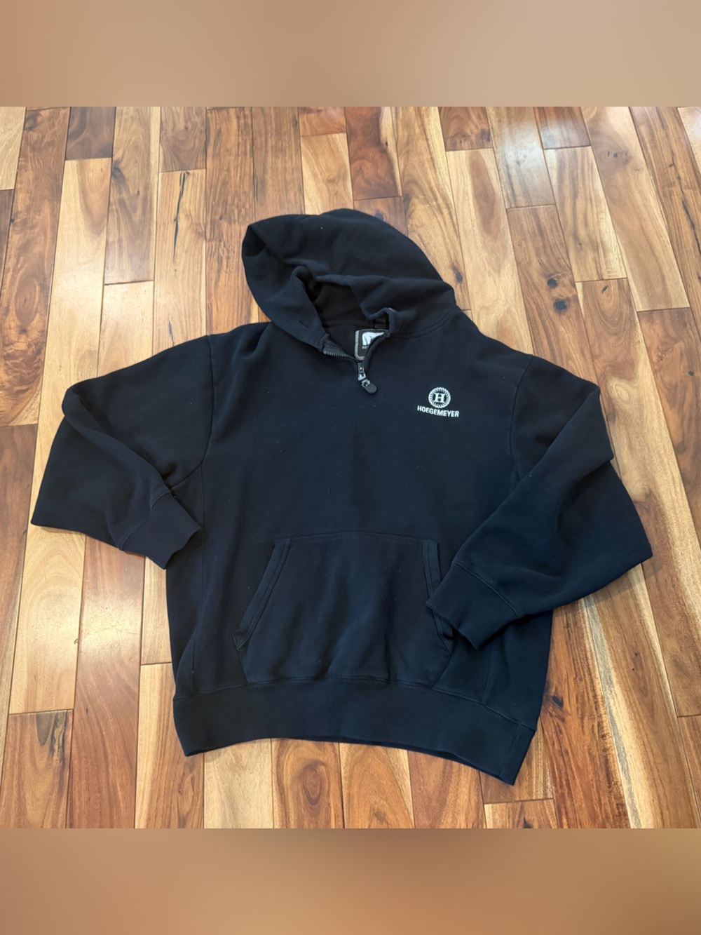 White Bear Black Hoodie Sweatshirt men's large 1/4 zip